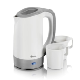 Swan White Travel Kettle with Two Mugs 0.5ltr (SK19011N)