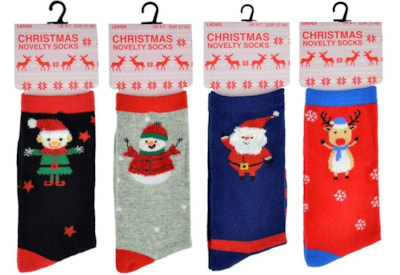 Ladies Cotton Rich Christmas Socks (SK254C)