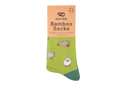 Eco Chic Green Cute Sheep Bamboo Socks 4-8