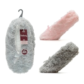 Ladies Slipper Socks With Fleece Lining & Bow