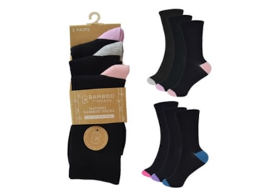 Ladies 3 Pack Bamboo Heel & Toe Socks (SK820)