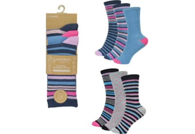 Ladies 3 Pack Bamboo Heel & Toe Design Socks (SK821)