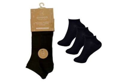 Ladies 3Pk Bamboo Black Trainer Socks Ladies 3Pk Bamboo Black Trainer Socks