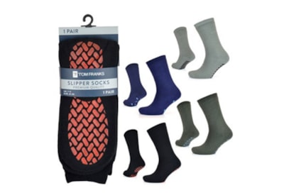 Mens Brushed Gripper Slipper Socks Asst Mens Brushed Gripper Slipper Socks Asst