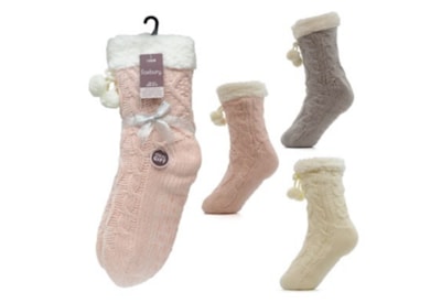 Ladies Chenille Cable Lounge Gripper Socks Asst Ladies Chenille Cable Lounge Gripper Socks Asst