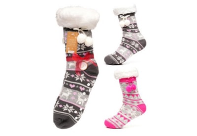 Ladies Christmas Lounge Sherpa Lining Socks Ladies Christmas Lounge Sherpa Lining Socks