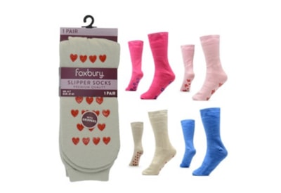 Ladies Brushed Slipper Socks with Gripper Asst Ladies Brushed Slipper Socks with Gripper Asst