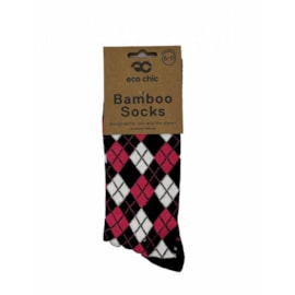 Eco Chic Black Argyle Bamboo Socks 6-11 (SKL01BK)