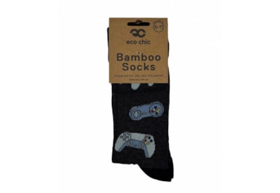 Eco Chic Dark Grey Gaming Controllers Bamboo Socks 6-11 (SKL02DG)