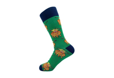 Eco Chic Green Highland Cow Bamboo Socks 6-11 (SKL12GN)