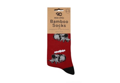 Eco Chic Red Stream Train Bamboo Socks 6-11