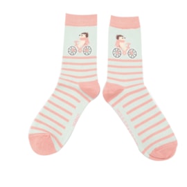 Miss Sparrow Cycling Hedgehog Socks Duck Egg Miss Sparrow Cycling Hedgehog Socks Duck Egg