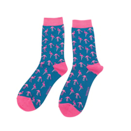 Miss Sparrow Wild Flamingo Socks Denim (SKS298DENIM)