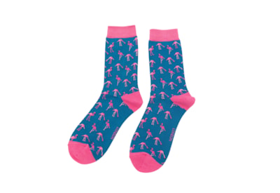 Miss Sparrow Wild Flamingo Socks Denim (SKS298DENIM)