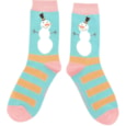 Miss Sparrow Snowmen Stripes Socks Duck Egg (SKS392SDUCKEGG)