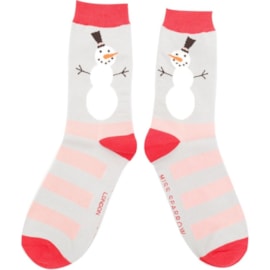 Miss Sparrow Snowmen Stripes Socks Silver (SKS392SILVER)