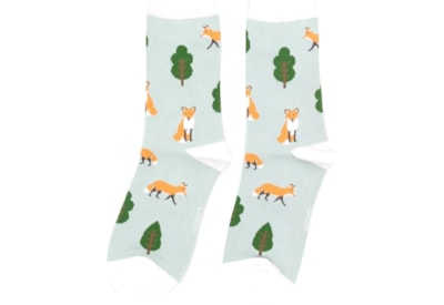 Miss Sparrow Fox In The Woods Socks Duck Egg Miss Sparrow Fox In The Woods Socks Duck Egg