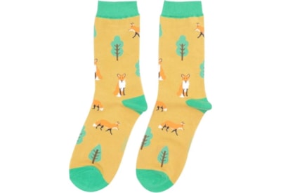 Miss Sparrow Fox In The Woods Socks Yellow (SKS397YELLOW)