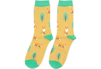 Miss Sparrow Fox In The Woods Socks Yellow Miss Sparrow Fox In The Woods Socks Yellow