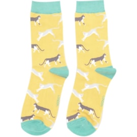 Miss Sparrow Wandering Cats Socks Yellow (SKS401YELLOW)