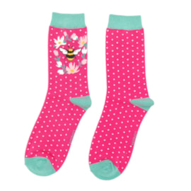 Miss Sparrow Bumble Bee Wreath Socks Hot Pink (SKS409HOTPINK)