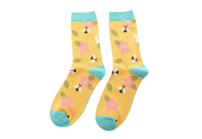 Miss Sparrow Bees & Flowers Socks Yellow (SKS415YELLOW)