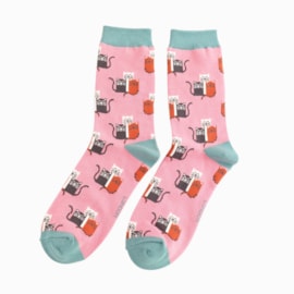Miss Sparrow Cat Club Socks Pink (SKS425PINK)