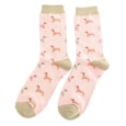 Miss Sparrow Sausage Dog & Spots Socks Dusky Pink (SKS429DUSKYPINK)