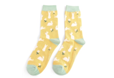 Miss Sparrow Bunnies & Daisies Socks Light Yellow Miss Sparrow Bunnies & Daisies Socks Light Yellow