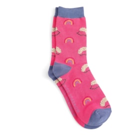 Miss Sparrow Hedgehog & Rainbow Socks Hot Pink (SKS432HOTPINK)