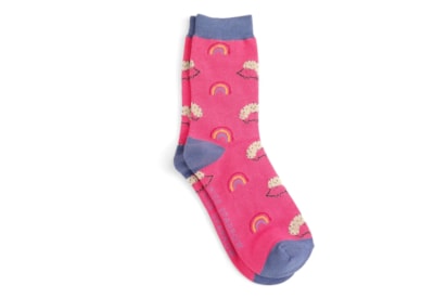 Miss Sparrow Hedgehog & Rainbow Socks Hot Pink (SKS432HOTPINK)