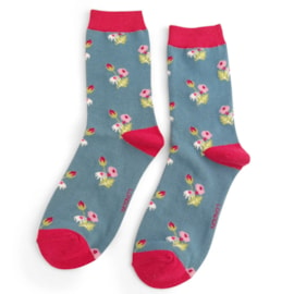 Miss Sparrow Mini Floral Socks Denim (SKS433DENIM)