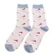 Miss Sparrow Robins On Stripes Socks Lavender Miss Sparrow Robins On Stripes Socks Lavender