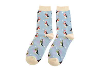 Miss Sparrow Xmas Puffins Socks Powder Blue Miss Sparrow Xmas Puffins Socks Powder Blue