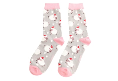 Miss Sparrow Bamboo Socks Santa Sheep Silver Miss Sparrow Bamboo Socks Santa Sheep Silver