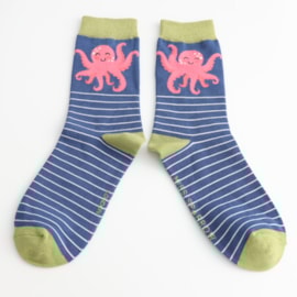 Miss Sparrow Pink Octopus Socks Navy Miss Sparrow Pink Octopus Socks Navy