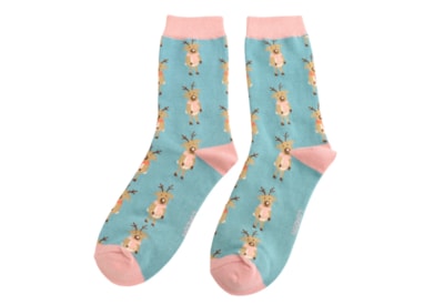 Miss Sparrow Bamboo Socks Cozy Reindeer Duck Egg Miss Sparrow Bamboo Socks Cozy Reindeer Duck Egg