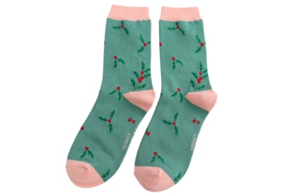 Miss Sparrow Bamboo Socks Holly Sprigs Green Miss Sparrow Bamboo Socks Holly Sprigs Green