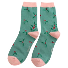 Miss Sparrow Bamboo Socks Holly Sprigs Green