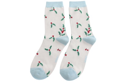Miss Sparrow Bamboo Socks Holly Sprigs Silver Miss Sparrow Bamboo Socks Holly Sprigs Silver