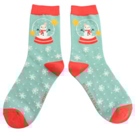 Miss Sparrow Bamboo Socks Snow Globes Green