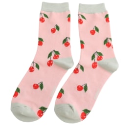 Miss Sparrow Cherries Socks Pale Pink