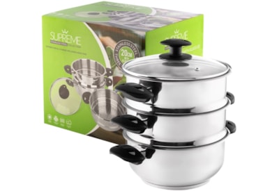 Supreme 3 Tier Stainless Steel Steamer 20cm Supreme 3 Tier Stainless Steel Steamer 20cm