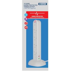 Status 10 Way Surge Protected Extension Tower 2m (10WS2MTSSP2)