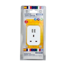 Status European Plug Through Socket & Usb Adapter (S2USBPTEURO1PK3)