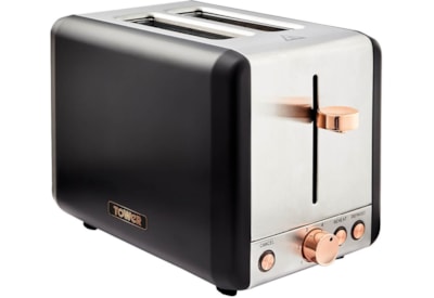 Tower Cavaletto 2 Slice Toaster Black / Rose Gold (T20036RG)