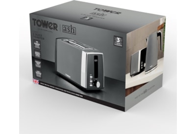 Tower Ash 2 Slice Toaster Grey Tower Ash 2 Slice Toaster Grey