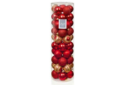 50pc Multi Finish Baubles Red 60mm