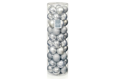50pc Multi Finish Baubles Silver 60mm 50pc Multi Finish Baubles Silver 60mm
