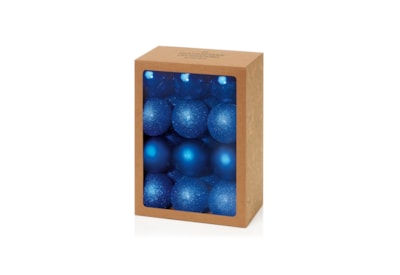 24 Multi Finish Baubles Midnight Blue 60mm